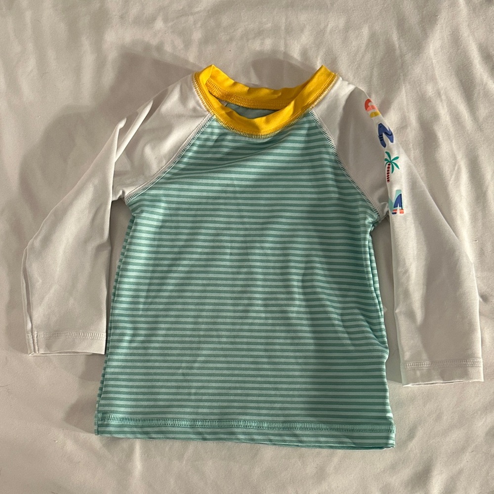 Cat & Jack Kids Rashguard - Yellow and Green Stripes